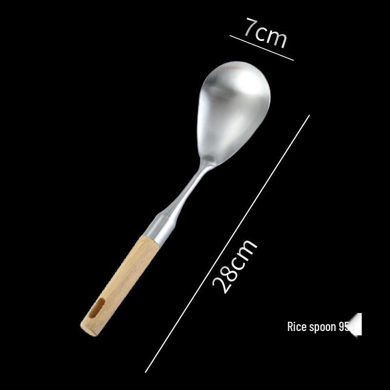 

Лопатка кулинарная из нержавеющей стали с деревянной ручкой - Набор для жарки стир-фрай, чугунного вока, большая с прорезями и ложка для риса.