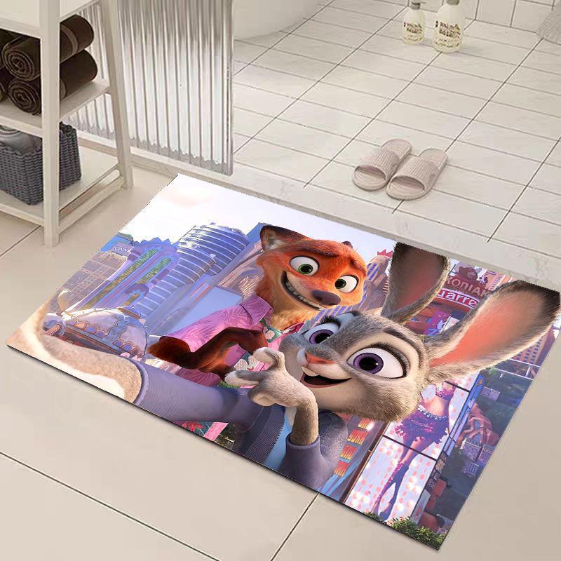 Cartoon Animal City Quick-Dry Non-Slip Bathroom Mat - Stain-Resistant & Water-Absorbent.
