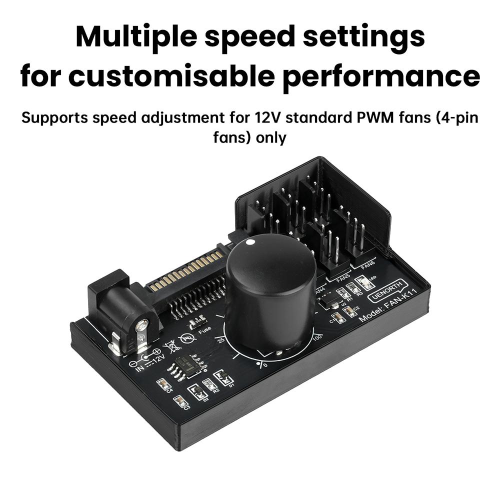 Computer Fan Speed Controller 60W High Power Hub Sata DC Power Controller NAS Server 4Pin Fan Speed Control PWM Speed Regulation