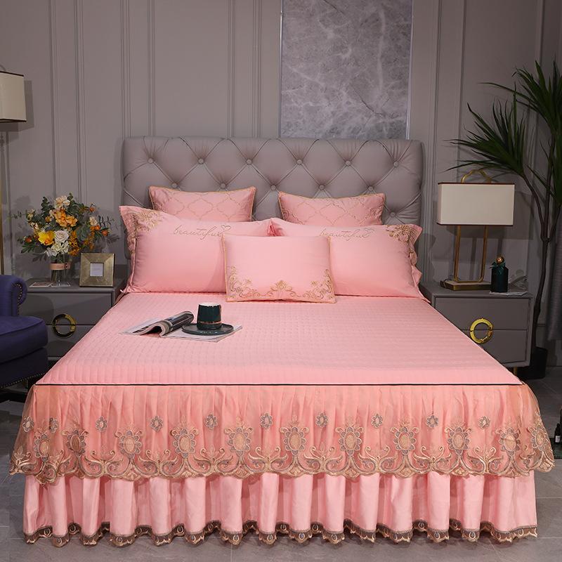 Tencel Modal Embroidered Bed Skirt Protective Cover Bed Skirt Bed Cover Single Non-Slip Mattress Fitted Sheet