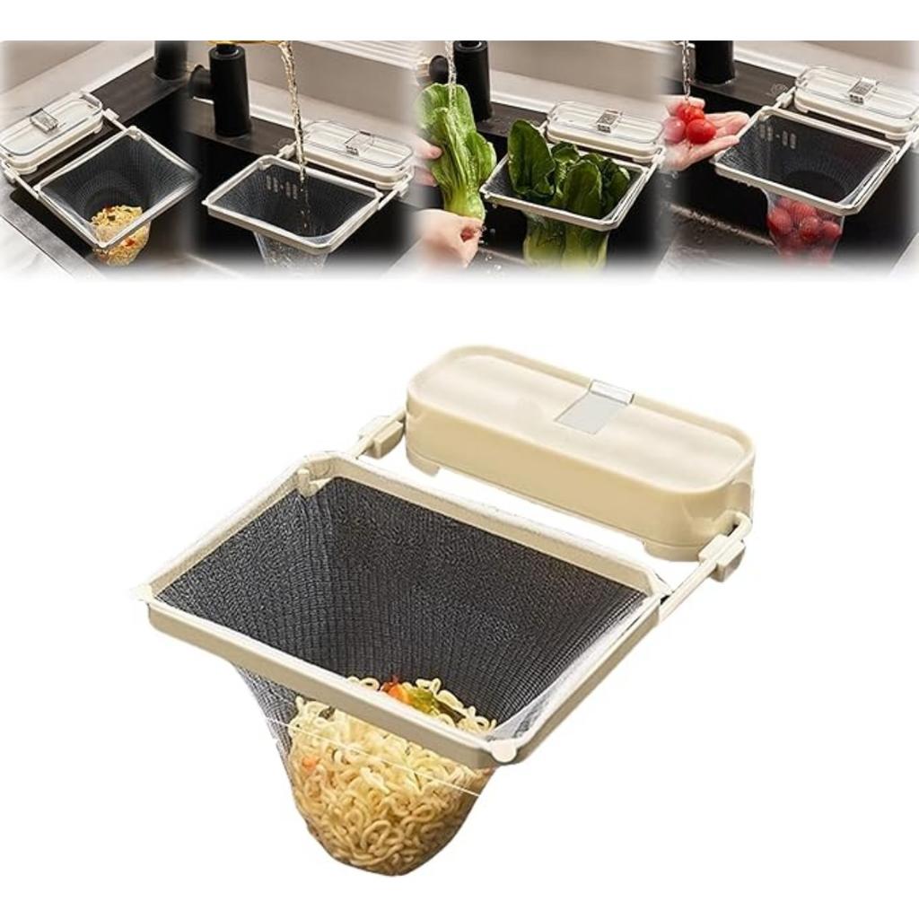 Sink Drainer Suction Cup Sink Strainer Reusable Sink Drain Strainer for Kitchen Food Waste with 50 Pcs Disposable Mesh Bags Foldable Multifunctional