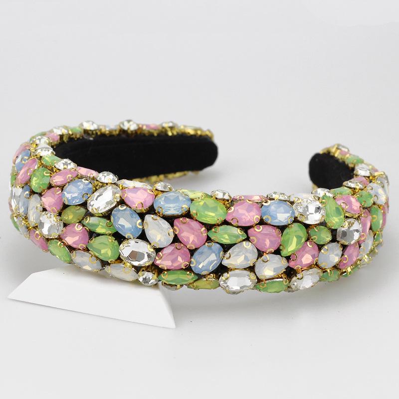 Fascia Larga Retrò Europea & Americana con Strass Barocchi: Accessorio per capelli stile coreano per donna