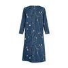 Women's Fashionable Casual Long-Sleeved Round Neck Floral Print Zipper Dress