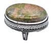 Unakite Natural Gemstone Antique Silver Plated Ring US Size-6 R 619