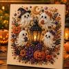 Halloween Parel Kunst Doe-het-zelfpakket, Spook Pompoen Diamant Schilderen Knutselset, Glanzende Kralen Borduurwerk Wanddecoratie voor Halloween Huisdecoratie