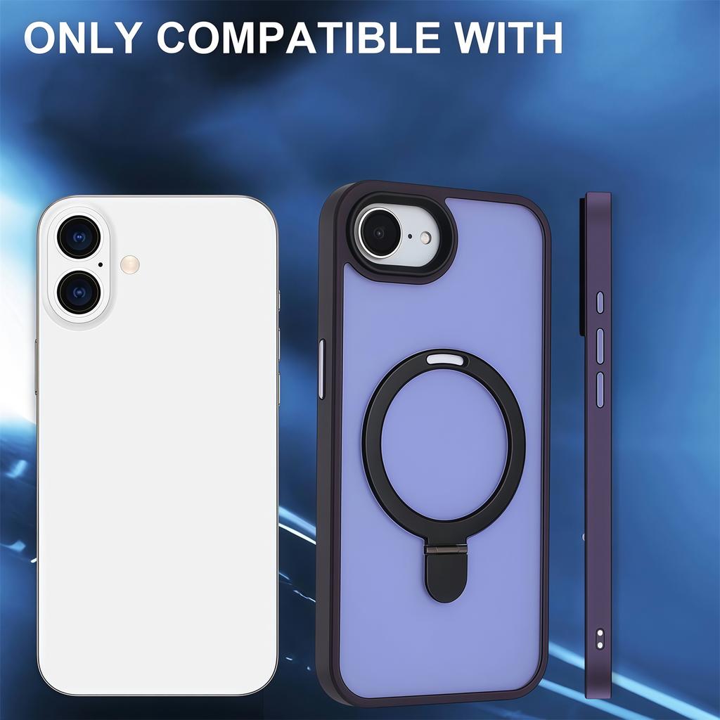For iPhone 16e Case Compatible with MagSafe TPU+Acrylic Matte Phone Back Cover with Kickstand