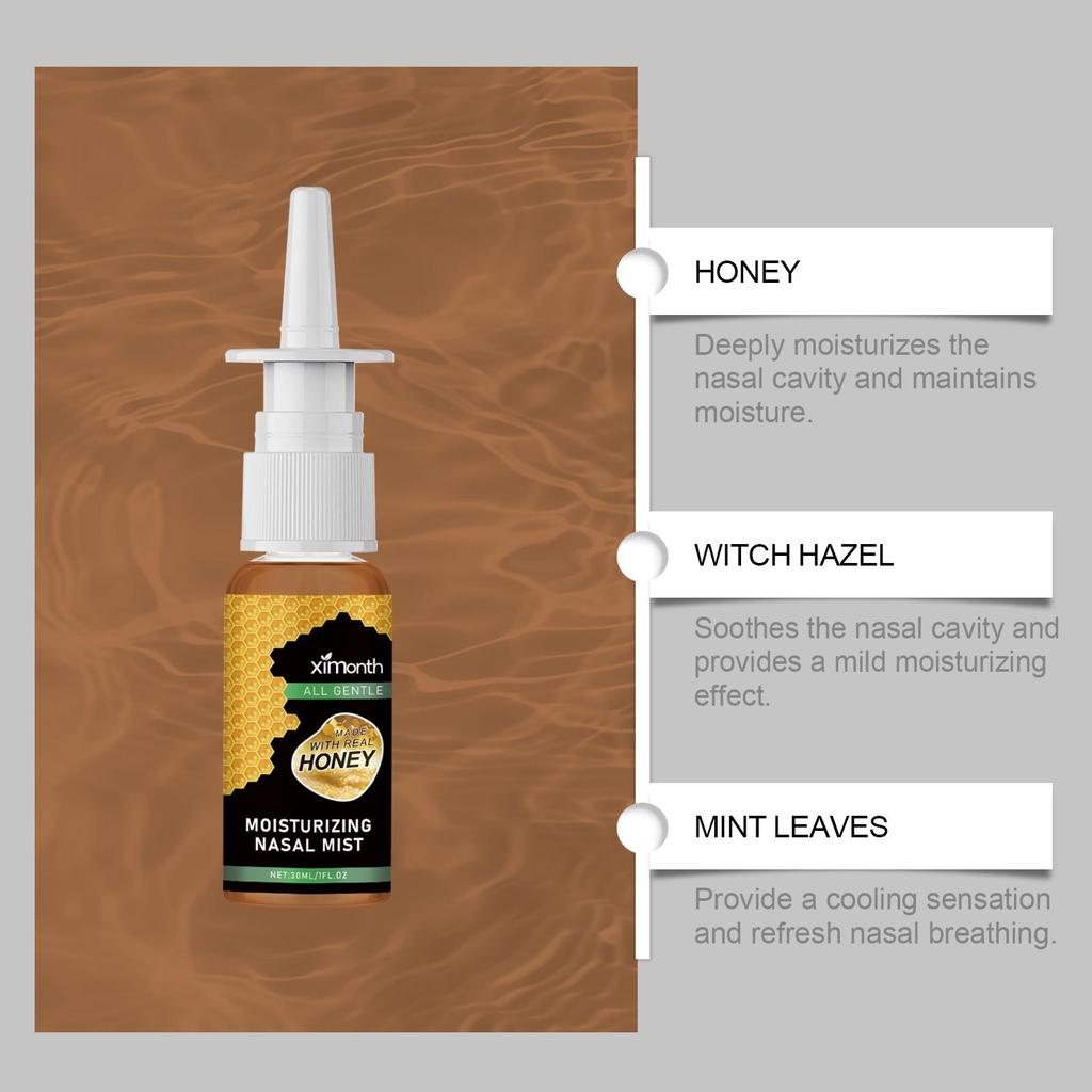 XIMONTH Dryness-Relief Moisturizing Nasal Spray - Gently Relieves Nasal Dryness, Cleans and Comfortably Cares for Moisturized Nasal Passages, 30ml