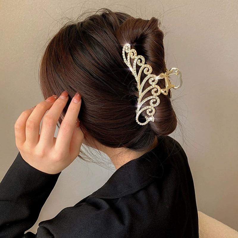 Elegant Gold Hollow Geometric Metal Hair Claw Vintage Hair Clips For Women Headband Hairpin Hair Crab Hair Accessories