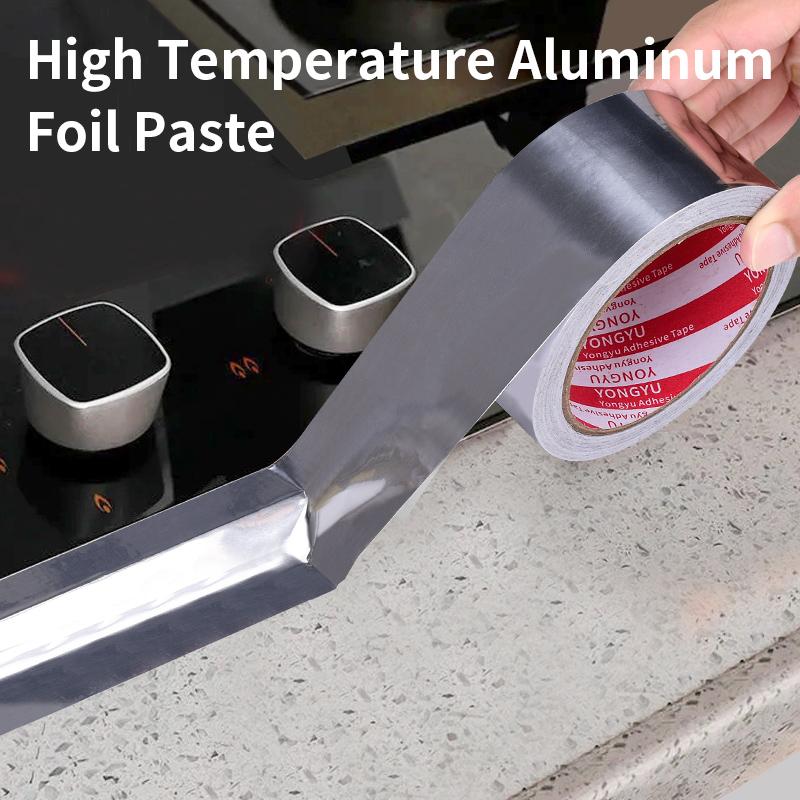 0.06/0.15mm Aluminum Foil Tape Fiberglass Kitchen Duct Countertop Wall AntiOil Pipe Repair Metal Shielding Signal