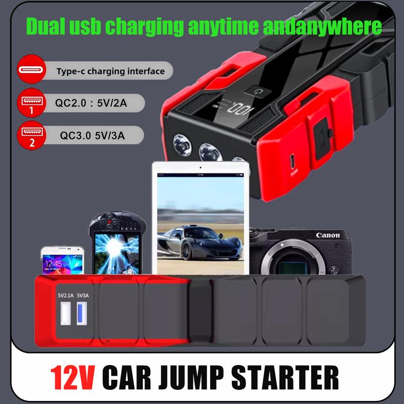 Nou Starter Portabil pentru Mașină 12V 99800mAh, Baterie Externă de Urgență Portabilă cu LED, USB, pentru SUV, Van, Motocicletă, ATV
