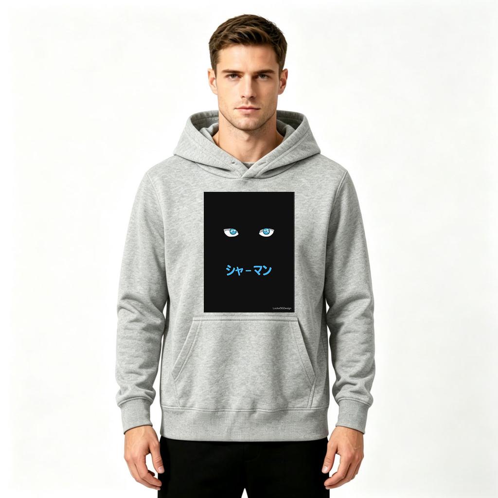 Men's Japanese Anime Blue Eyes Print Pullover Hoodie Casual Long Sleeve Streetwear Sweatshirt