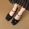 Sandals Summer New Suede Shallow Bow Single Shoes Woman's Square Toe Thick High Heel Pumps Elegant Zapatos De Mujer