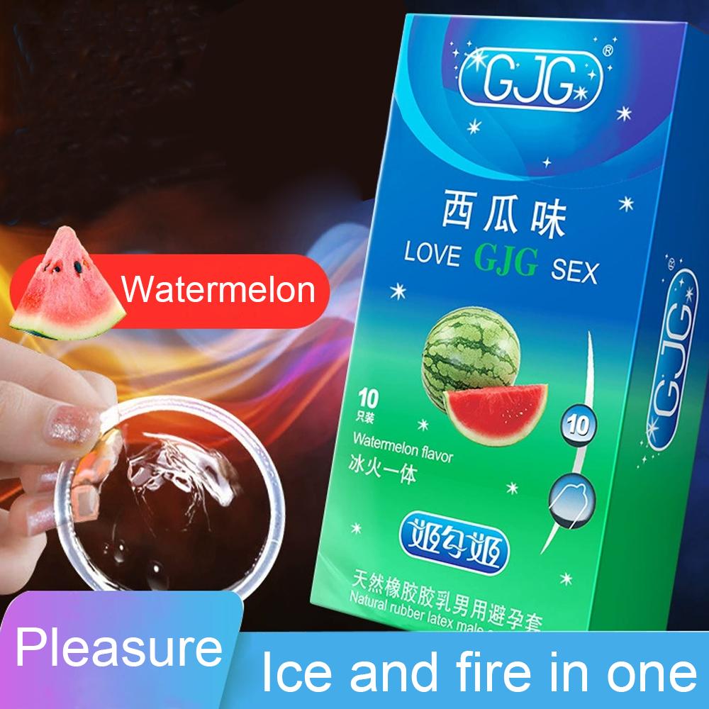 Ultra-thin Condom Lubrication Watermelon Natural Latex Condom 52mm Flavor Bump Thread Safe Sex Sex Product for Male