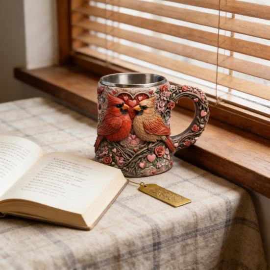 3D Sculpted Animal Resin Mug Handcrafted Coffee Cup Double-Walled Stainless Steel Interior Cup Unique Gift for Animal Lovers & Home Decor