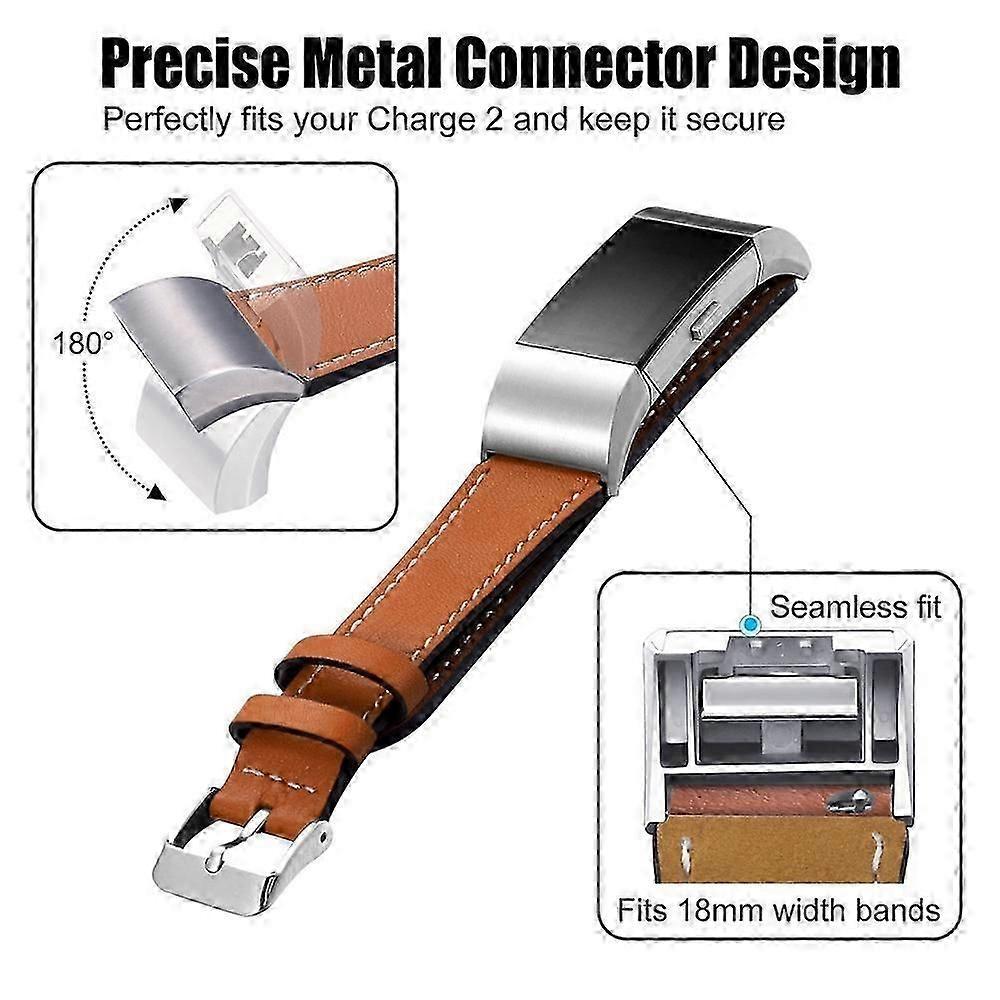 Genuine Leather Replacement Band for Fitbit Charge 2, Comfortable Breathable Wrist Strap, Multiple Colors