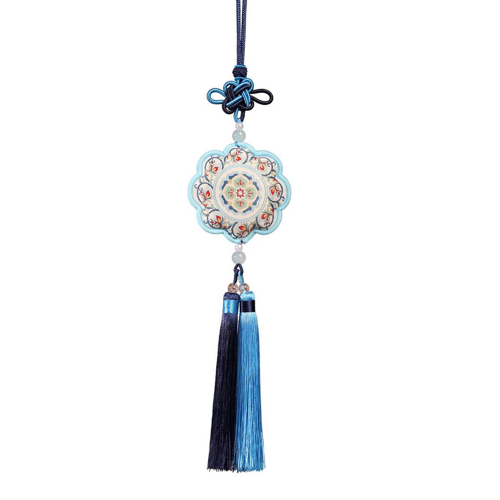 Silk Sunflower Dunhuang Embroidery Sachet with Tassel - Ethnic Style Hanfu Decoration