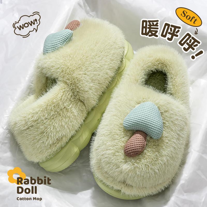 Cotton Slippers Women Autumn Winter Outdoor Indoor Cute Thick Sole Warm Plush Heel Wrap Slippers Men