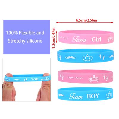 36Pcs Gender Reveal Bracelets Team Boy Silicone Wristbands Team Girl Rubber