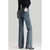 MengShuya Women's Retro Blue High-Waist Flared Jeans