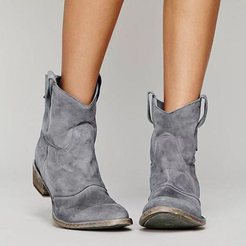Herbst und Winter Bequeme Niedrige Absätze 40-48 Große Größen Niedrige Stiefel Trend Erwachsene