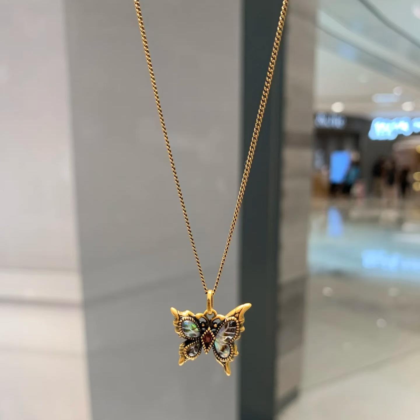 

Retro black golden colour butterfly necklace fashion punk style flowing tassels layered collarbone chain wedding jewelry 45cm