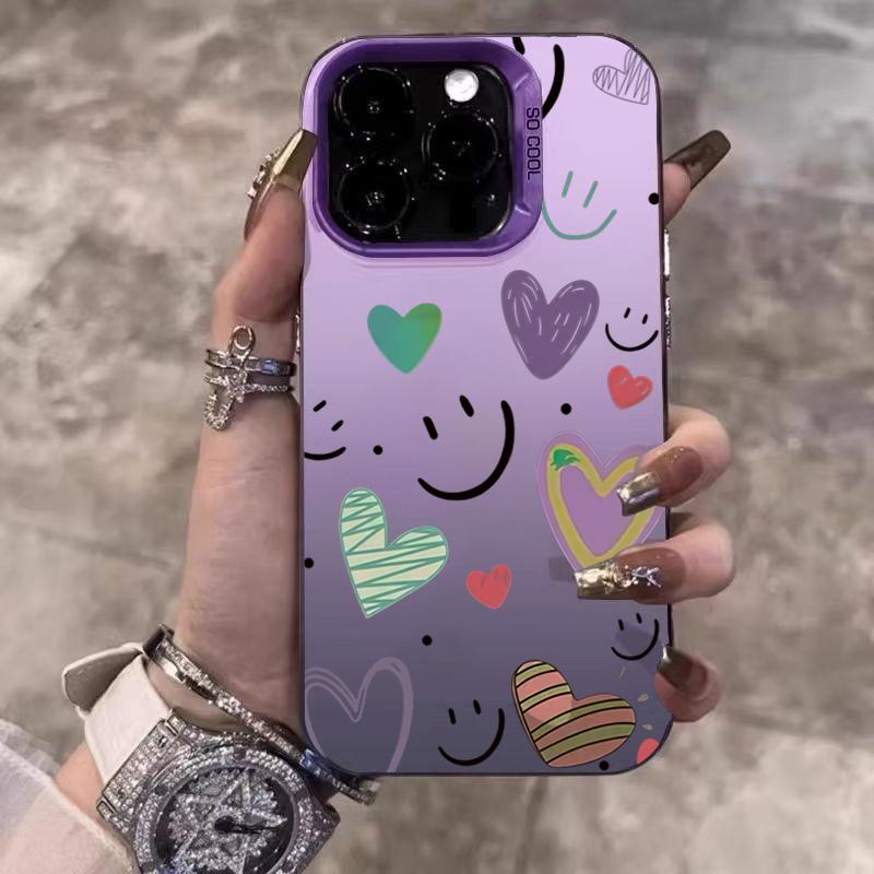Lachende Wangen Galvanisiert Silber IMD Handyhülle Für iPhone 17 16 15 14 13 12 11 Pro Max 17 Air 16E X XS XR Matt Bumper Abdeckung