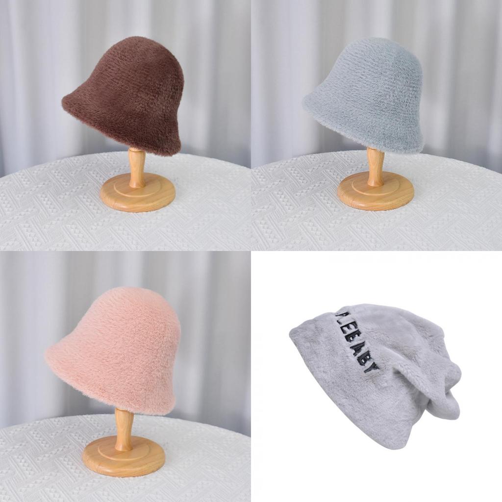 Polyester Winter Fleece Bucket Hat With Windproof And Warmth For Women