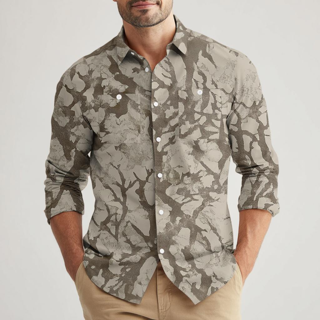 Men's Loose Classic Lapel Multi-pocket Industrial Work Shirt Top
