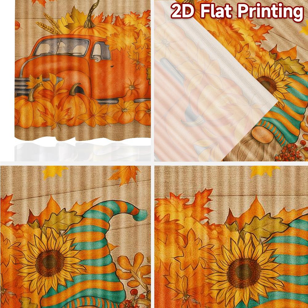 2pcs, 2D FLAT PRINTING Curtains (Without Rod) Autumn Gnome Parade Festive Fashion Curtains Semi-Sheer Curtains Decorations For