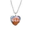 Adorable Heart Shaped Animal Time Gemstone Necklace With Charming Cat Pendant For Women