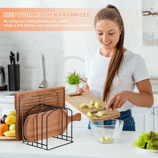 Trays Storage Rack Metal Tray Organizer for Kitchen Counter Cutting Board Rack Modern Versatile Pallet Shelf for Home & Commercial Use