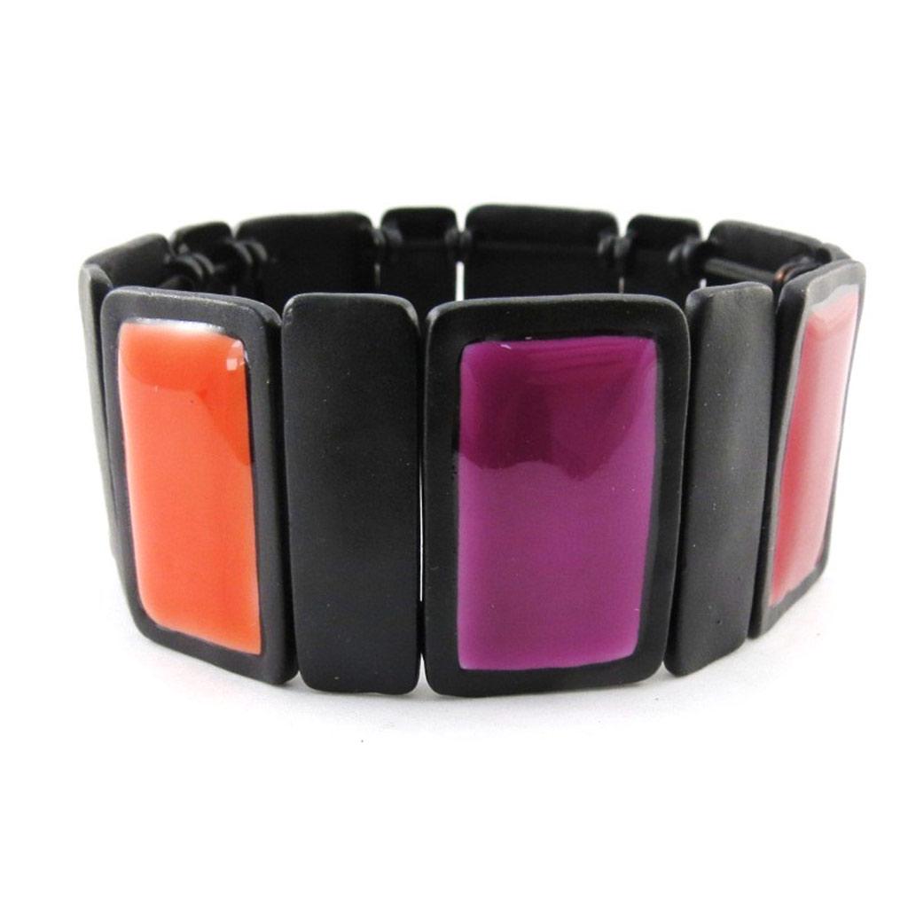 NOA [J1969] - Red Purple 'Arlequin' Designer Bracelet