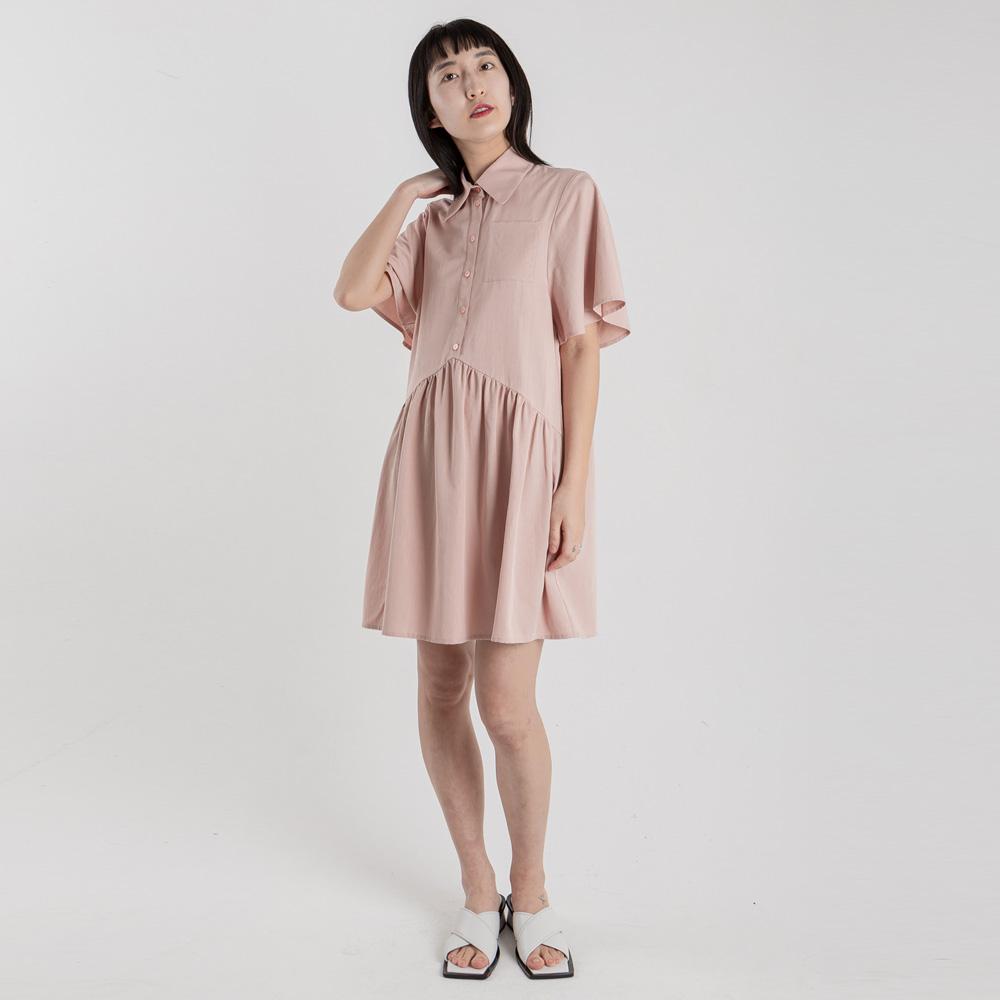 Wimzi Mind Blossom Short-Sleeve Shirt Dress Pink
