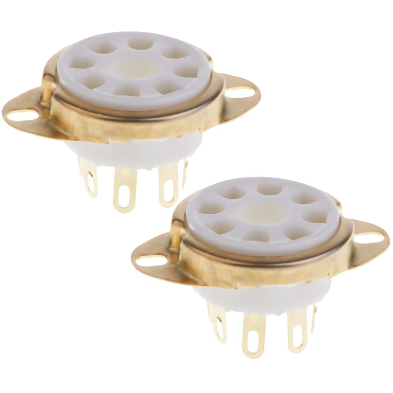 

audiophile vacuum tube socket gold plated (KT88/6550/EL346P6P/6V6/6N8P/6SN7) For vacuum tubes ceramic socket GZC8-Y-3-G 2 piece set