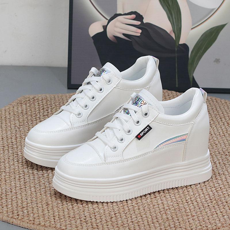 Fashion 8CM Genuine Leather Vulcanize Summer High Brand Comfy Spring Autumn Platform Vulcanize Women Chunky Sneaker Loafer Shoes