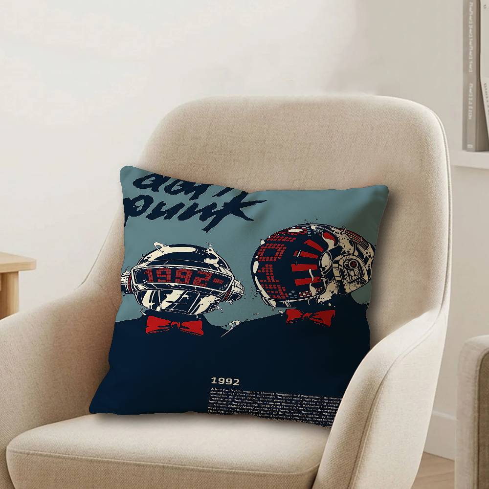 Music Rock Band DDaft Punk Office Cushion Pillowcase Car Cushion CoverXCM Lumbar Pillowcase Sofa Pillowcover