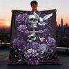 1 Stück Schädel Rosen Kreuz Outdoor Flanelldecke, Maschinenwaschbar, Perfektes Geschenk zum Geburtstag, Reiseaccessoire für Feiertage, Strapazierfähiges Material