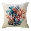 1pc Watercolor Coral Throw Pillow Cover Sea Tree Foliage Plant Nautical Ocean Bea