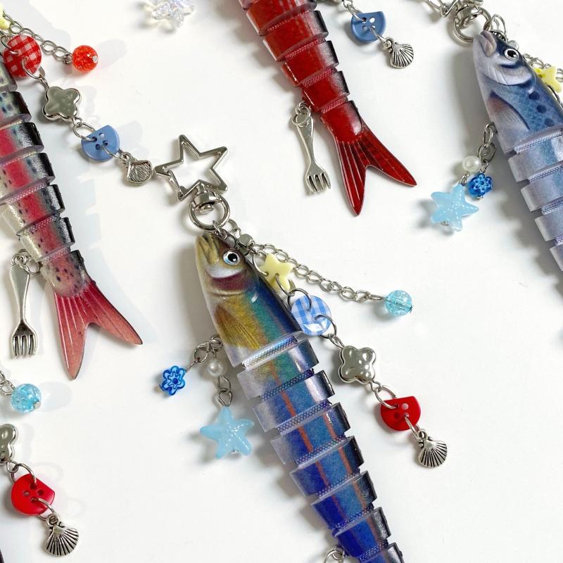 Exquisite Handmade Fish Keychain For Fishing Enthusiasts Souvenir Gifts Bag Pendant Decoration Jewelry Accessories
