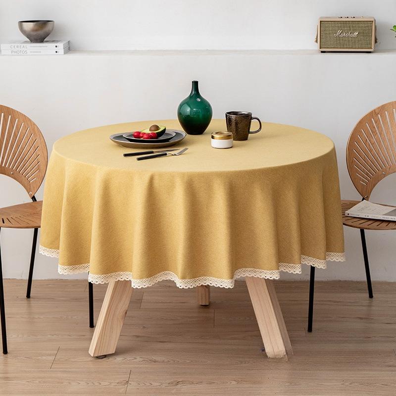 Large Round Linen Tablecloth, TPU Waterproof and Oil-proof Fabric, Suitable for Hotels, Homes, Round Tables, and Guesthouses.