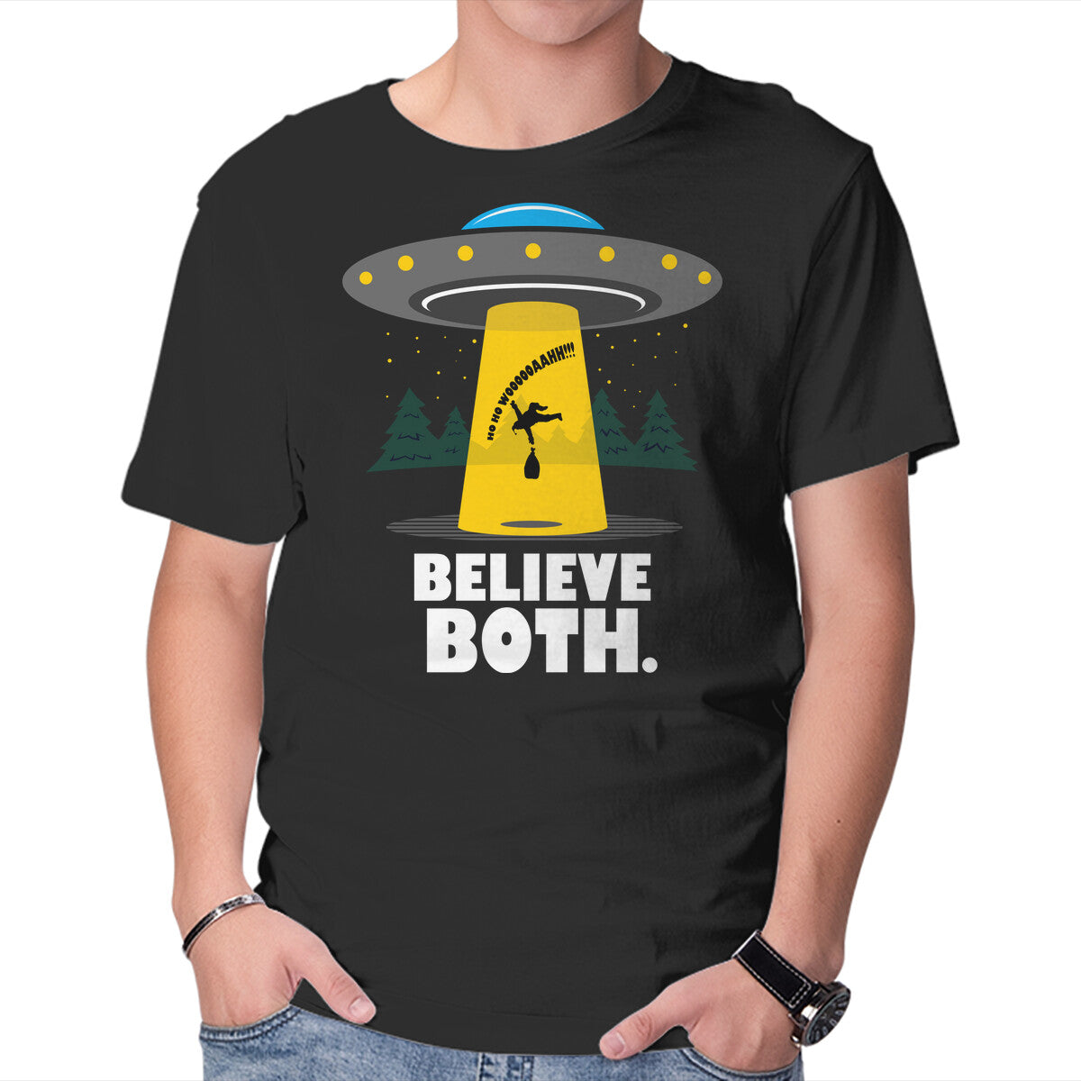 Unisex Crew Neck T-Shirt Believe Both Graphic Short Sleeve Casual Tee XL