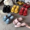 Premium sense thick bottom one-word drag women's summer outer wear design sense niche muffin open toe cool slippers
