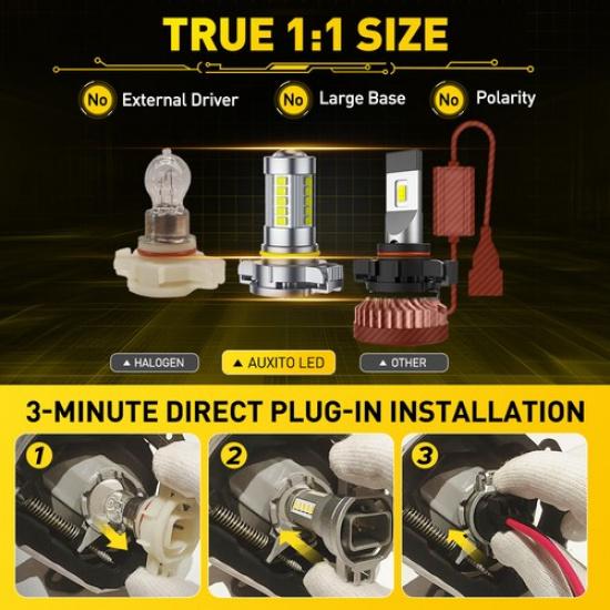 5202 White 6500K Fog LED Light Bulbs for Chevy Silverado 1500 2500 3500 HD 2x