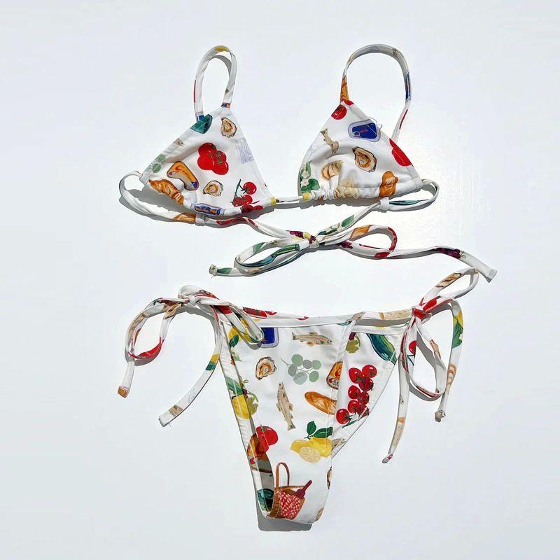 

Принт Сексуальный Раздельный Купальник Бикини Принт Морской Купальник Бикини для Женщин WHITE XL