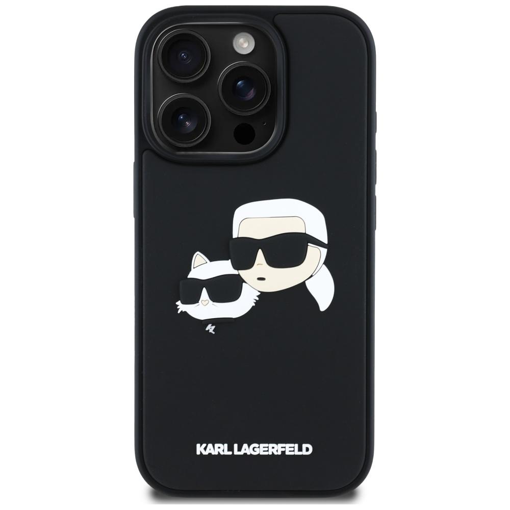 Karl Lagerfeld Hc 3D Rubber Double Heads Case For Iphone 16 Pro Black