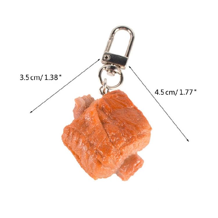 Fashionable Keyring Pork Rib Pendant Keychain Simulated Food Keyrings Jewelry