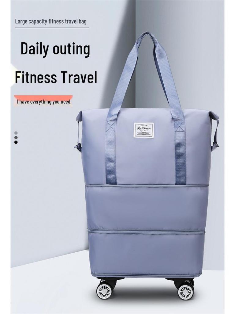 Extra-Large Expandable Travel Duffel with Wheels: Wet/Dry Separation, Lightweight & Practical for Prenatal Storage & Business Trips.