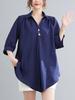 2026 Stylish Cotton Linen V-Neck Casual Plus Size Shirt with Belly Coverage and Wide Hem