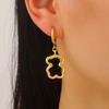 Earrings 3D Hollow Bear Design Stainless Steel Ear Loop Fit Leverback Earrings Adjustable Length Choker Necklace Jewelry Gift