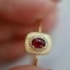 Huitan Minialist Ring for Women Inlaid Shining Red Cubic Zirconia Versatile Wedding Engagement Accessories Gold Color Jewelry